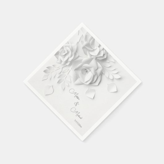 White 3D Einfache Blume Hochzeit Serviette (Ecke)