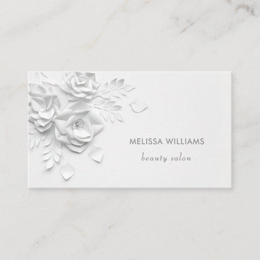 White 3D Einfache Blume Visitenkarte (Vorderseite)