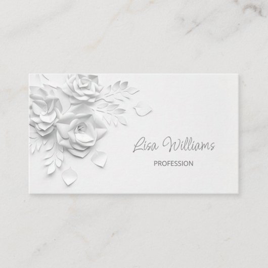White 3D Einfache Blume Visitenkarte (Vorderseite)
