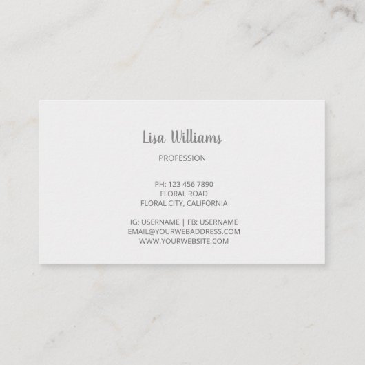 White 3D Einfache Blume Visitenkarte (Rückseite)