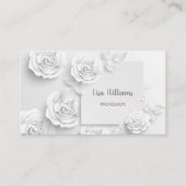 White 3D Einfache Blume Visitenkarte (Vorderseite)