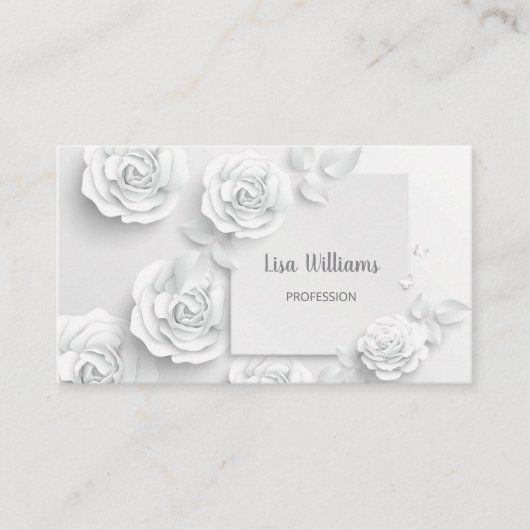 White 3D Einfache Blume Visitenkarte (Vorderseite)