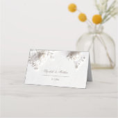 White 3D Flowers Arched Wedding Platzkarte (Rückseite)