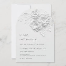 White 3D Flowers Roses Minimalist Wedding