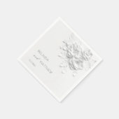 White 3D Flowers Roses Minimalist Wedding  Serviette (Ecke)