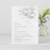 White 3D Flowers Roses Simple Wedding Einladung (Stehend Vorderseite)