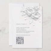White 3D Flowers Roses Simple Wedding Einladung (Rückseite)