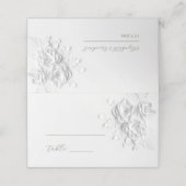 White 3D Flowers Wedding Place Card Platzkarte (Außenseite Aufgefaltet)