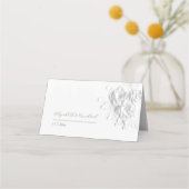 White 3D Flowers Wedding Place Card Platzkarte (Rückseite)