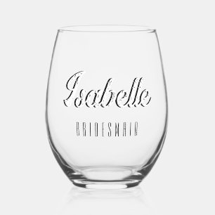 White 3D Funny Name Bridesmaid Weinglas Ohne Stiel