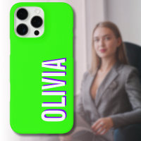 White 3D Indigo Moderner Name | Trendy Cool Green