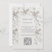 White 3D Roses Frame Wedding Simple Einladung (Rückseite)