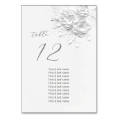 White 3D Roses Wedding Guest Names  Tischnummer (Rückseite)