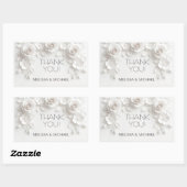White 3D Roses Wedding Thank You Rechteckiger Aufkleber (Blatt)