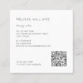 White 3D Simple Flowers Quadratische Visitenkarte (Rückseite)