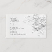 White 3D Simple Flowers Visitenkarte (Rückseite)