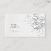 White 3D Simple Flowers Visitenkarte (Vorderseite)