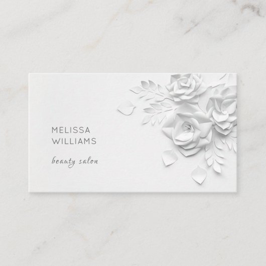 White 3D Simple Flowers Visitenkarte (Vorderseite)
