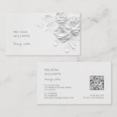 White 3D Simple Flowers Visitenkarte (Vorne/Hinten)