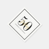 White 50th Birthday Party Black Gold Chic Serviette (Ecke)