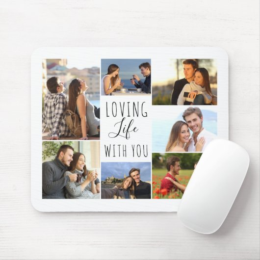 White 7 Foto Collage | Leben mit dir lieben Mousepad (Mit Mouse)