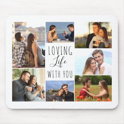 White 7 Foto Collage | Leben mit dir lieben Mousepad (Vorne)