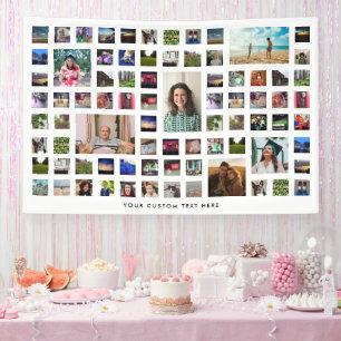 White 80 Foto Collage Geburtstagsparty Banner