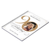 White 90. Birthday Gold Elegant Script Gästebuch Notizblock (Linke Seite)