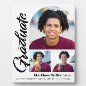 White Abschluss 3 Foto Bold Arch Black Script Fotoplatte (Vorderseite)