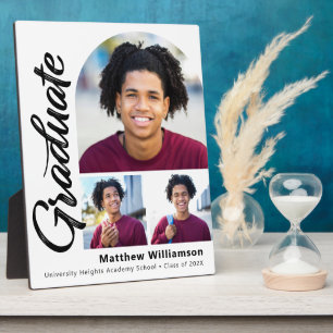 White Abschluss 3 Foto Bold Arch Black Script Fotoplatte