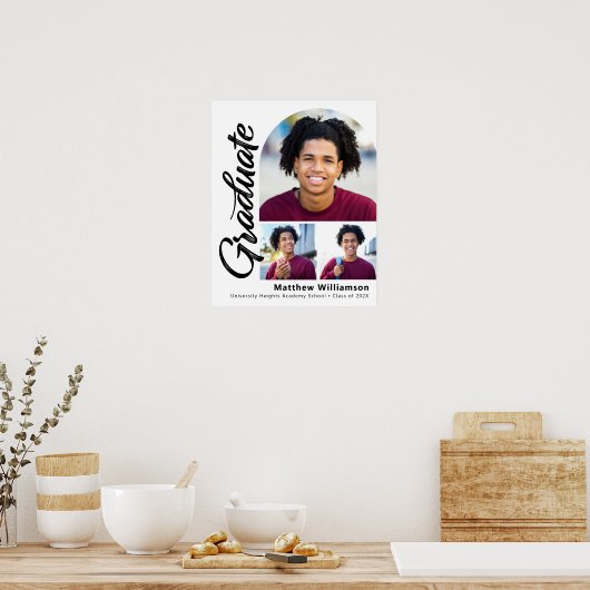 White Abschluss 3 Foto Bold Arch Black Script Poster (Küche)