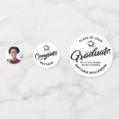 White Abschluss 3 Foto Bold Black Script Cap Konfetti (Vorderseiten)