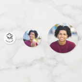 White Abschluss 3 Foto Bold Black Script Cap Konfetti (Rückseiten)