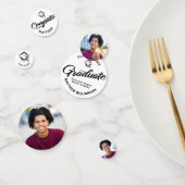 White Abschluss 3 Foto Bold Black Script Cap Konfetti (Gruppe)