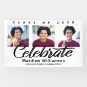 White Abschluss 3 Foto Fett Schwarzes Script Minim Banner (Horizontal)