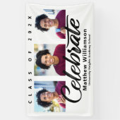 White Abschluss 3 Foto Fett Schwarzes Script Minim Banner (Vertikal)