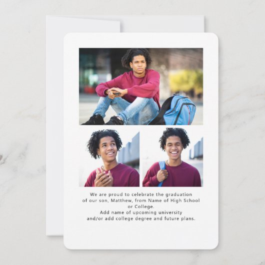 White Abschluss 4 Foto Bold Arc Script Modern Ankündigung (Rückseite)