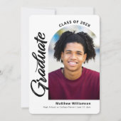 White Abschluss 4 Foto Bold Arc Script Modern Ankündigung (Vorderseite)