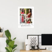 White Abschluss 4 Foto Grau Script Hearts Girly Poster (Heimbüro)