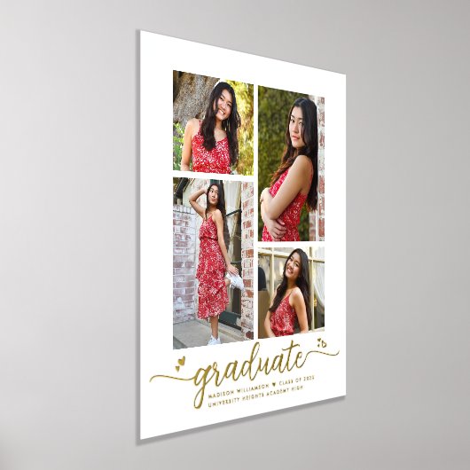 White Abschluss 4 Foto Script Herz Real Gold Foliendrucke (Ablage )