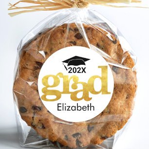 White Abschluss Bold Gold Foil Typografy Modern Runder Aufkleber