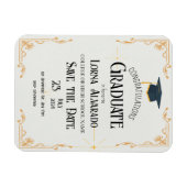 White Abschluss Foto Magnet Einladung (Horizontal)