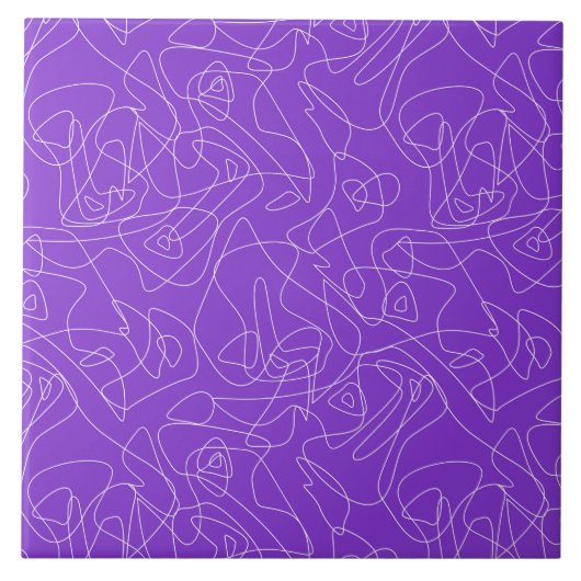 white abstract curved lines on a purple background fliese (Vorderseite)
