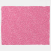 White abstract doodles on pink background fleecedecke (Vorderseite (Horizontal))