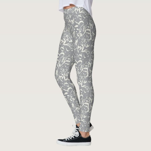 White Abstract On Grey Leggings (Links)