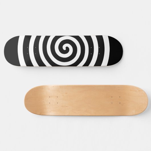 White Abstract Spiral Skateboard (Horizontal)