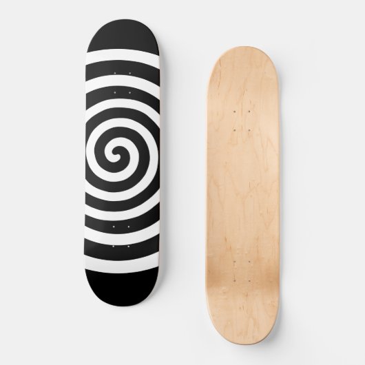 White Abstract Spiral Skateboard (Vorderseite)