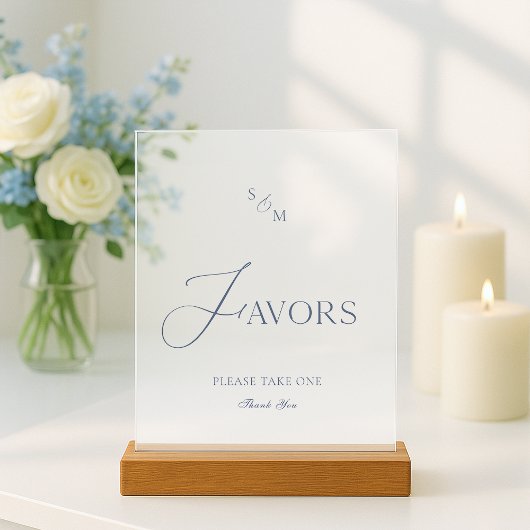 White Acrylic “Favors” Sign Acrylschild