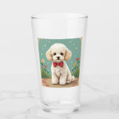 White adorable poodle with bow tie glas (Vorderseite)
