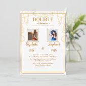 White Adult Joint Birthday Party 2 Foto Einladung (Stehend Vorderseite)